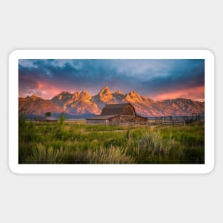 Teton Sunrise at the John Moulton Barn Sticker